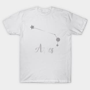 Aries Zodiac Constellation in Silver T-Shirt